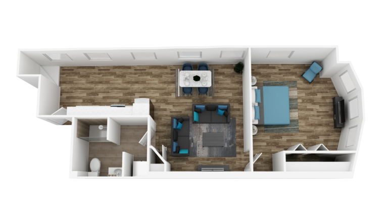 Catherine Street Chase 801 South St. Floor Plan - 2F, 1-Bedroom 