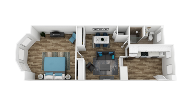 Catherine Street Chase 801 South St. Floor Plan - 2R, 1-Bedroom 