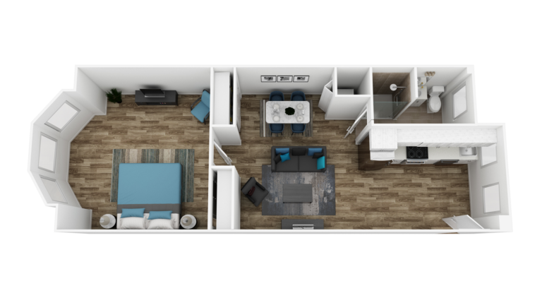 Catherine Street Chase 801 South St. Floor Plan - 3R, 1-Bedroom 