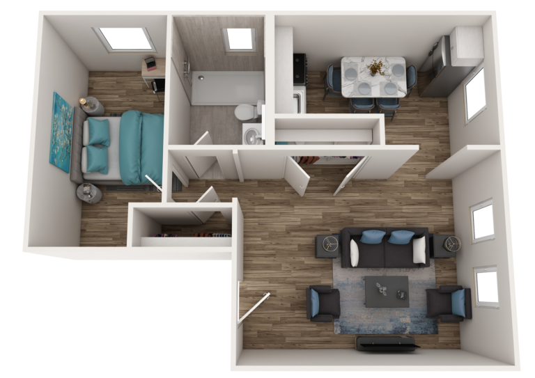 Drexel Court Drexel Court Floor Plan H - A20, A30, 1-Bedroom 