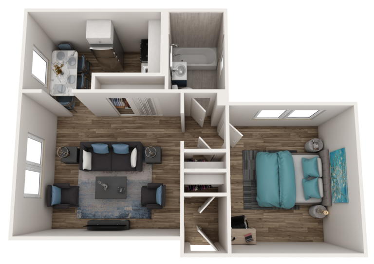 Drexel Court Drexel Court Floor Plan I - A21, A31, 1-Bedroom 