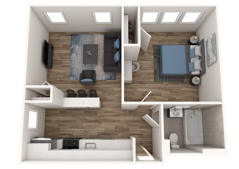 Franklin Court Franklin Court Floor Plan F - 105, 205, 1-Bedroom 