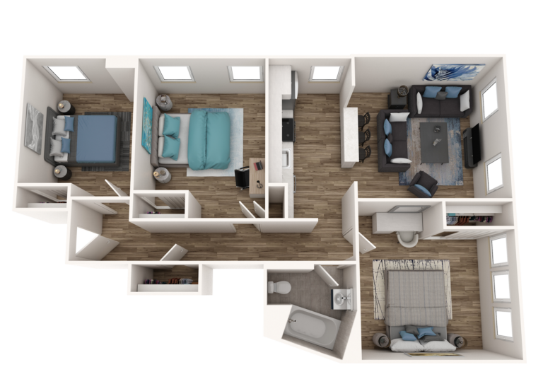 Franklin Court Franklin Court Floor Plan K - 304, 3-Bedroom 