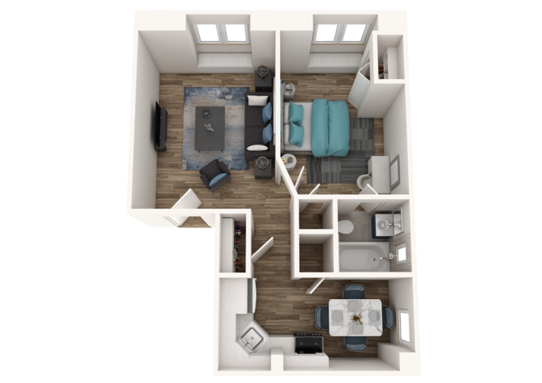 Pine Tower Pine Tower Floor Plan A - 100, 1-Bedroom 