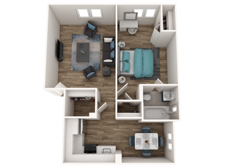 Pine Tower Pine Tower Floor Plan I - 200, 300, 400, 1-Bedroom 