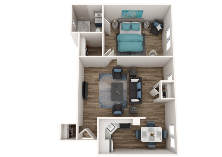 Pine Tower Pine Tower Floor Plan J - 201, 301, 401, 1-Bedroom 